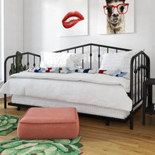 Load image into Gallery viewer, Twin size Modern Industrial Black Metal Daybed with Trundle Bed Frame