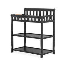 Load image into Gallery viewer, Modern Black Wooden Baby Changing Table with Safety Rail Mattress Pad and Strap