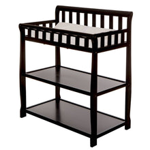 Load image into Gallery viewer, Modern Black Wooden Baby Changing Table with Safety Rail Mattress Pad and Strap