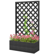 Load image into Gallery viewer, Outdoor Black Wooden Raised Garden Bed Planter Box with Lattice Trellis