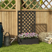 Load image into Gallery viewer, Outdoor Black Wooden Raised Garden Bed Planter Box with Lattice Trellis