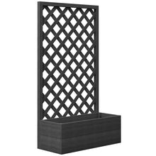 Load image into Gallery viewer, Outdoor Black Wooden Raised Garden Bed Planter Box with Lattice Trellis