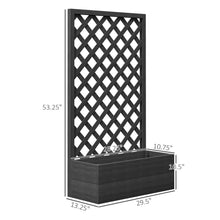 Load image into Gallery viewer, Outdoor Black Wooden Raised Garden Bed Planter Box with Lattice Trellis