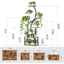 Load image into Gallery viewer, Indoor Plant Stand with Black Metal Frame and Wood Finish Shelves