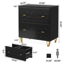 Load image into Gallery viewer, Retro Black/Gold Geometric Scroll 2 Drawer Filing Cabinet Printer Stand