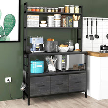 Load image into Gallery viewer, Black Metal Kitchen Baker's Rack 4-Shelves with Bottom Storage Cabinets