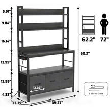 Load image into Gallery viewer, Black Metal Kitchen Baker's Rack 4-Shelves with Bottom Storage Cabinets