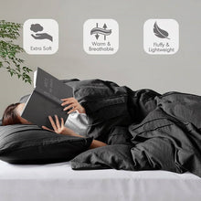Load image into Gallery viewer, Twin/Twin XL Pre-Washed Pleated Microfiber Comforter Set in Black
