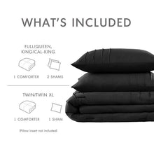 Load image into Gallery viewer, Twin/Twin XL Pre-Washed Pleated Microfiber Comforter Set in Black