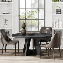 Load image into Gallery viewer, Modern Farmhouse 47-inch Round Kitchen Dining Table in Black Wood Finish