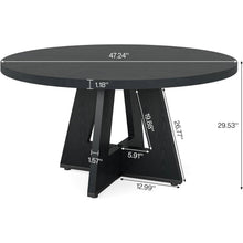 Load image into Gallery viewer, Modern Farmhouse 47-inch Round Kitchen Dining Table in Black Wood Finish