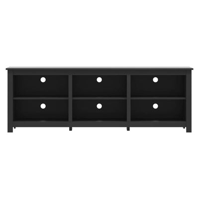 Farmhouse TV Stand in Black Wood Finish - for TVs up to 70-inch