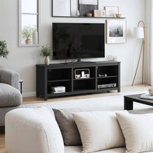 Load image into Gallery viewer, Farmhouse TV Stand in Black Wood Finish - for TVs up to 70-inch