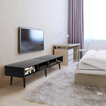 Load image into Gallery viewer, Mid-Century Modern Style TV Stand in Black Wood Finish - for TVs up to 65-inch