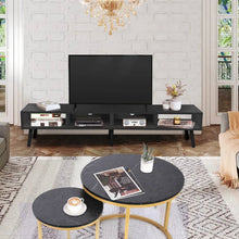 Load image into Gallery viewer, Mid-Century Modern Style TV Stand in Black Wood Finish - for TVs up to 65-inch