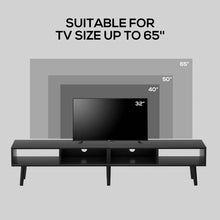 Load image into Gallery viewer, Mid-Century Modern Style TV Stand in Black Wood Finish - for TVs up to 65-inch