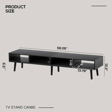 Load image into Gallery viewer, Mid-Century Modern Style TV Stand in Black Wood Finish - for TVs up to 65-inch