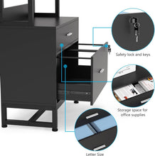 Load image into Gallery viewer, Home Office Lockable 2 Drawer Filing Cabinet Bookshelf in Black Wood Finish