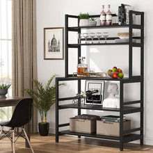 Load image into Gallery viewer, Heavy Duty Black Metal Kitchen Baker's Rack Microwave Stand Shelving Unit