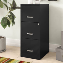 Load image into Gallery viewer, Black Metal 3-Drawer Vertical Key Locking File Cabinet