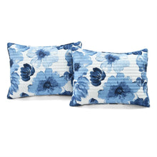 Load image into Gallery viewer, Full/Queen Blue Flowers Lightweight Polyester Microfiber Quilt Set