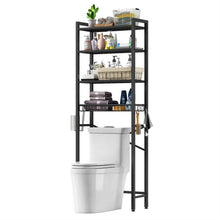 Load image into Gallery viewer, Black Over the Toilet Storage Freestanding Industrial Metal Wood Shelving Unit