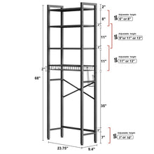 Load image into Gallery viewer, Black Over the Toilet Storage Freestanding Industrial Metal Wood Shelving Unit