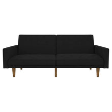 Load image into Gallery viewer, Black Mid-Century Modern Linen Upholstered Sofa Bed with Classic Wood Legs