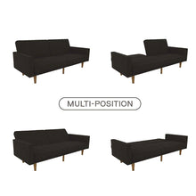 Load image into Gallery viewer, Black Mid-Century Modern Linen Upholstered Sofa Bed with Classic Wood Legs