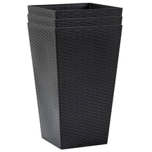 Load image into Gallery viewer, Set of 3 - Black Faux Rattan Plastic Tall Large Flower Pots