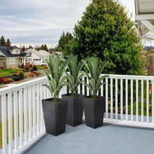 Load image into Gallery viewer, Set of 3 - Black Faux Rattan Plastic Tall Large Flower Pots