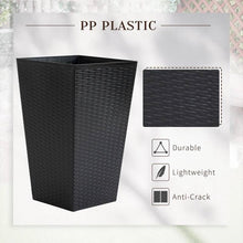 Load image into Gallery viewer, Set of 3 - Black Faux Rattan Plastic Tall Large Flower Pots