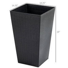 Load image into Gallery viewer, Set of 3 - Black Faux Rattan Plastic Tall Large Flower Pots