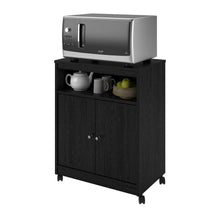 Load image into Gallery viewer, Black Utility Cart / Kitchen Microwave Cart with Casters