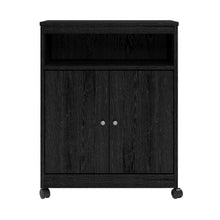 Load image into Gallery viewer, Black Utility Cart / Kitchen Microwave Cart with Casters