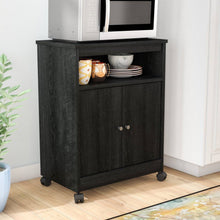 Load image into Gallery viewer, Black Utility Cart / Kitchen Microwave Cart with Casters