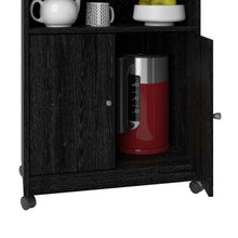 Load image into Gallery viewer, Black Utility Cart / Kitchen Microwave Cart with Casters