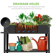 Load image into Gallery viewer, Black Metal Raised Garden Bed Planter Cart on Wheels 37-inch x 15-inch