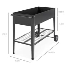 Load image into Gallery viewer, Black Metal Raised Garden Bed Planter Cart on Wheels 37-inch x 15-inch