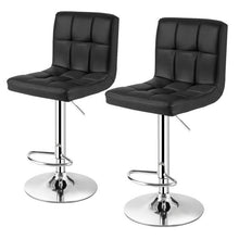 Load image into Gallery viewer, Set of 2 Modern Adjustable Height Bar Stools with Black PU Leather Swivel Seat