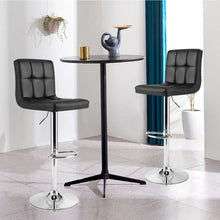 Load image into Gallery viewer, Set of 2 Modern Adjustable Height Bar Stools with Black PU Leather Swivel Seat