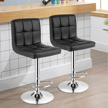 Load image into Gallery viewer, Set of 2 Modern Adjustable Height Bar Stools with Black PU Leather Swivel Seat