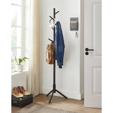Load image into Gallery viewer, Modern Solid Wood Coat Rack in Black Finish with 8 Hanging Hooks