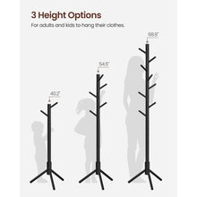 Load image into Gallery viewer, Modern Solid Wood Coat Rack in Black Finish with 8 Hanging Hooks