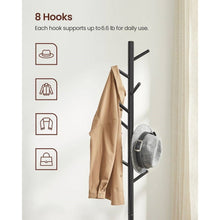 Load image into Gallery viewer, Modern Solid Wood Coat Rack in Black Finish with 8 Hanging Hooks