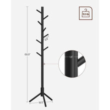 Load image into Gallery viewer, Modern Solid Wood Coat Rack in Black Finish with 8 Hanging Hooks