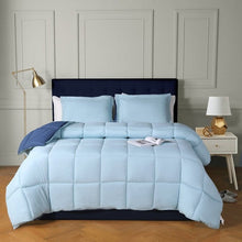 Load image into Gallery viewer, Twin/Twin XL Traditional Microfiber Reversible 3 Piece Comforter Set in Blue/Navy