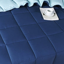 Load image into Gallery viewer, Twin/Twin XL Traditional Microfiber Reversible 3 Piece Comforter Set in Blue/Navy
