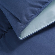 Load image into Gallery viewer, Twin/Twin XL Traditional Microfiber Reversible 3 Piece Comforter Set in Blue/Navy