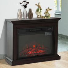 Load image into Gallery viewer, 31 inch Dark Brown Electric Fireplace Heater Dimmable Flame Effect and Mantel w/ Remote Control